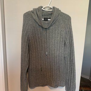 Armani Exchange Grey Hooded Cowl Neck Sweater